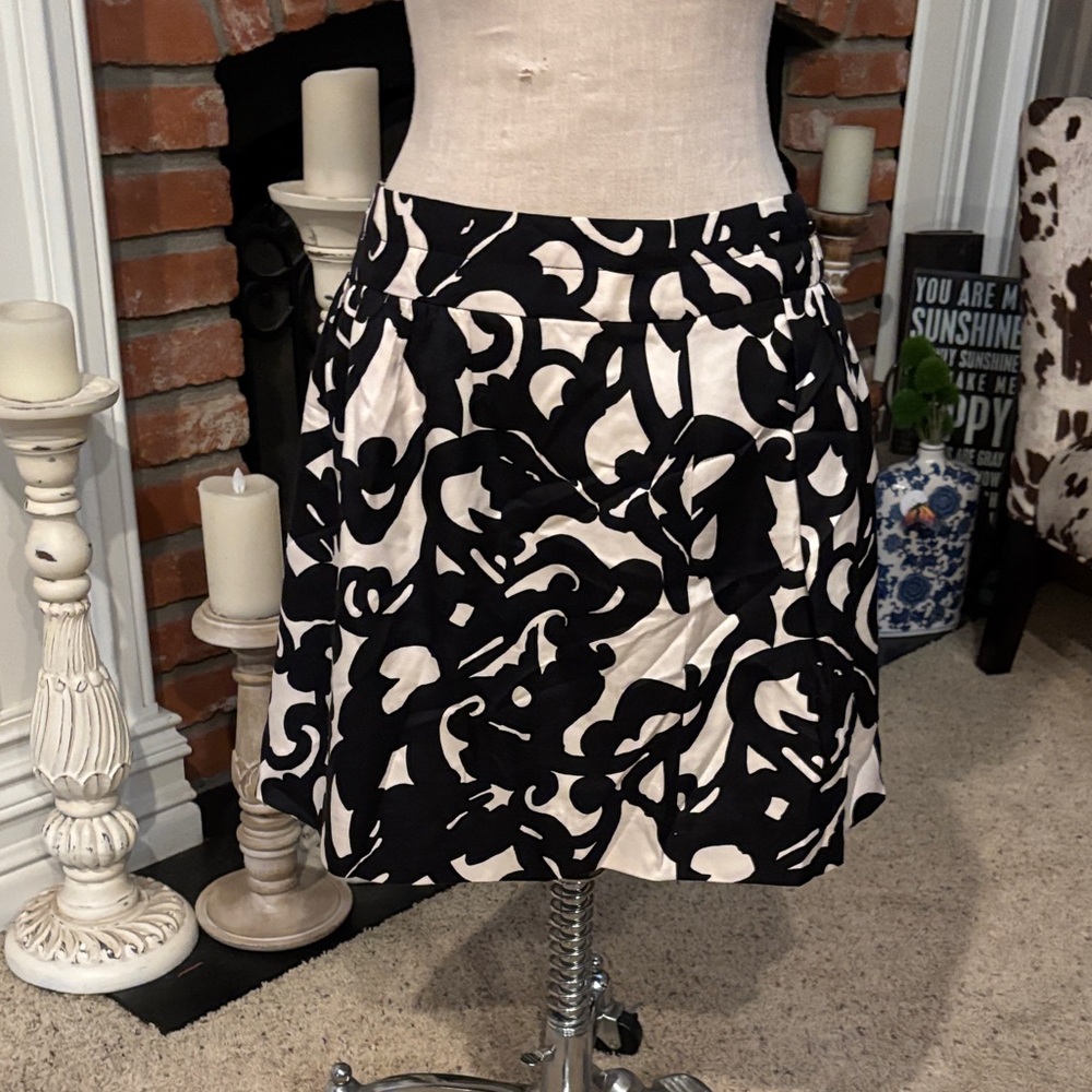 J. Crew Factory Black and Cream Mini Skirt